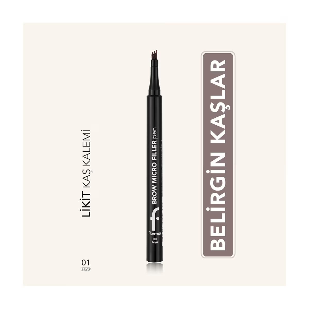 Flormar Brow Micro Filler Tarak Uçlu Doğal Bitişli Kaş Kalemi 01 Beige - Gratis