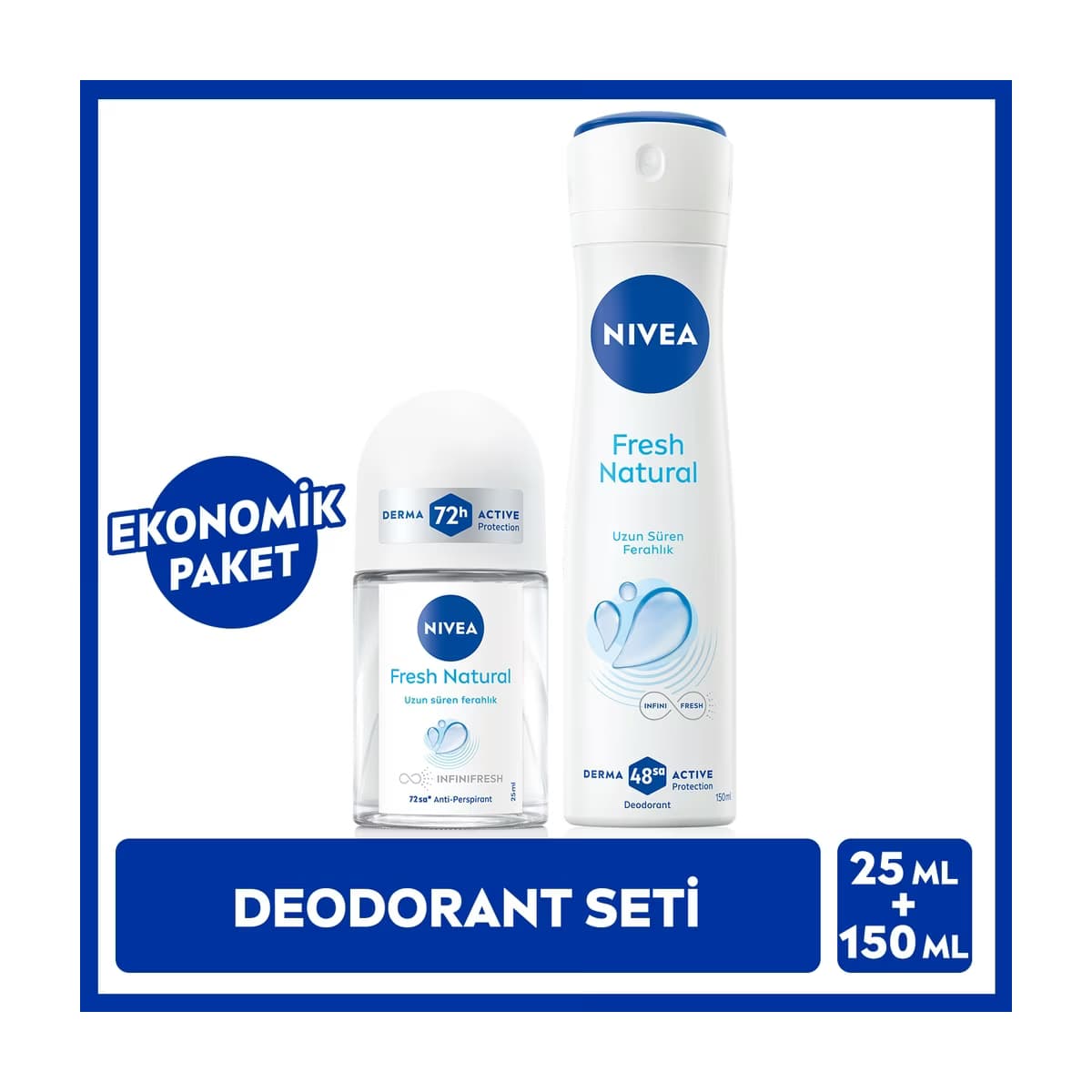 Nivea Fresh Natural Kadın Deodorant Sprey 150 ml + Mini Roll-on 25 ml - Gratis