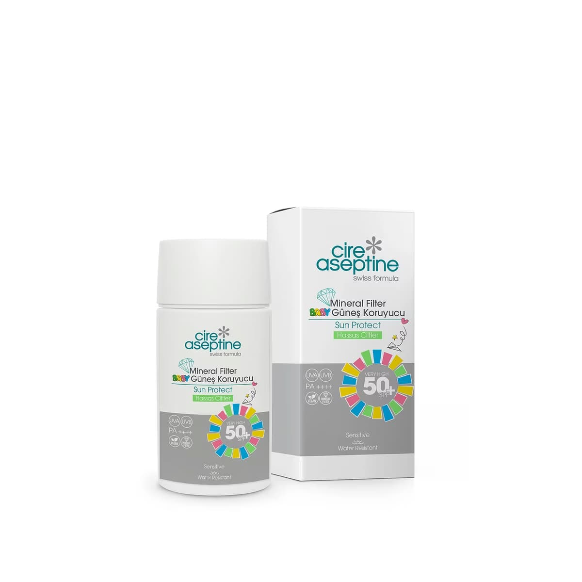 Cire Aseptine Mineral Filtreli Çocuk ve Hassas Ciltler 50+SPF Yüz Güneş Koruyucu Krem 50 ml - Gratis