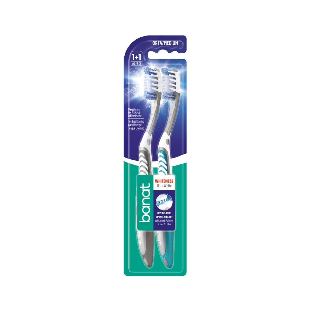 Banat Ultra White Diş Fırçası 1+1 (Orta) - Gratis