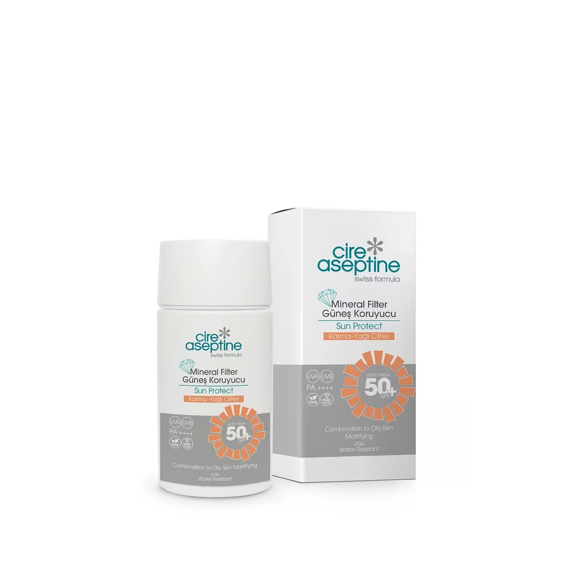 Cire Aseptine Mineral Filtreli Karma ve Yağlı Ciltler 50+SPF Yüz Güneş Koruyucu Krem 50 ml - Gratis