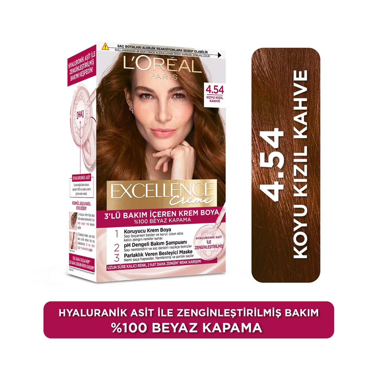 Loreal Paris Excellence Creme Saç Boyası - 4.54 Koyu Kızıl - Gratis