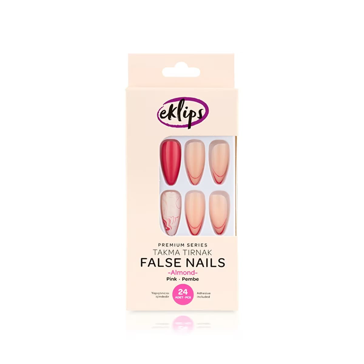 Eklips Takma Tırnak Pembe French Badem 24'lü - Gratis