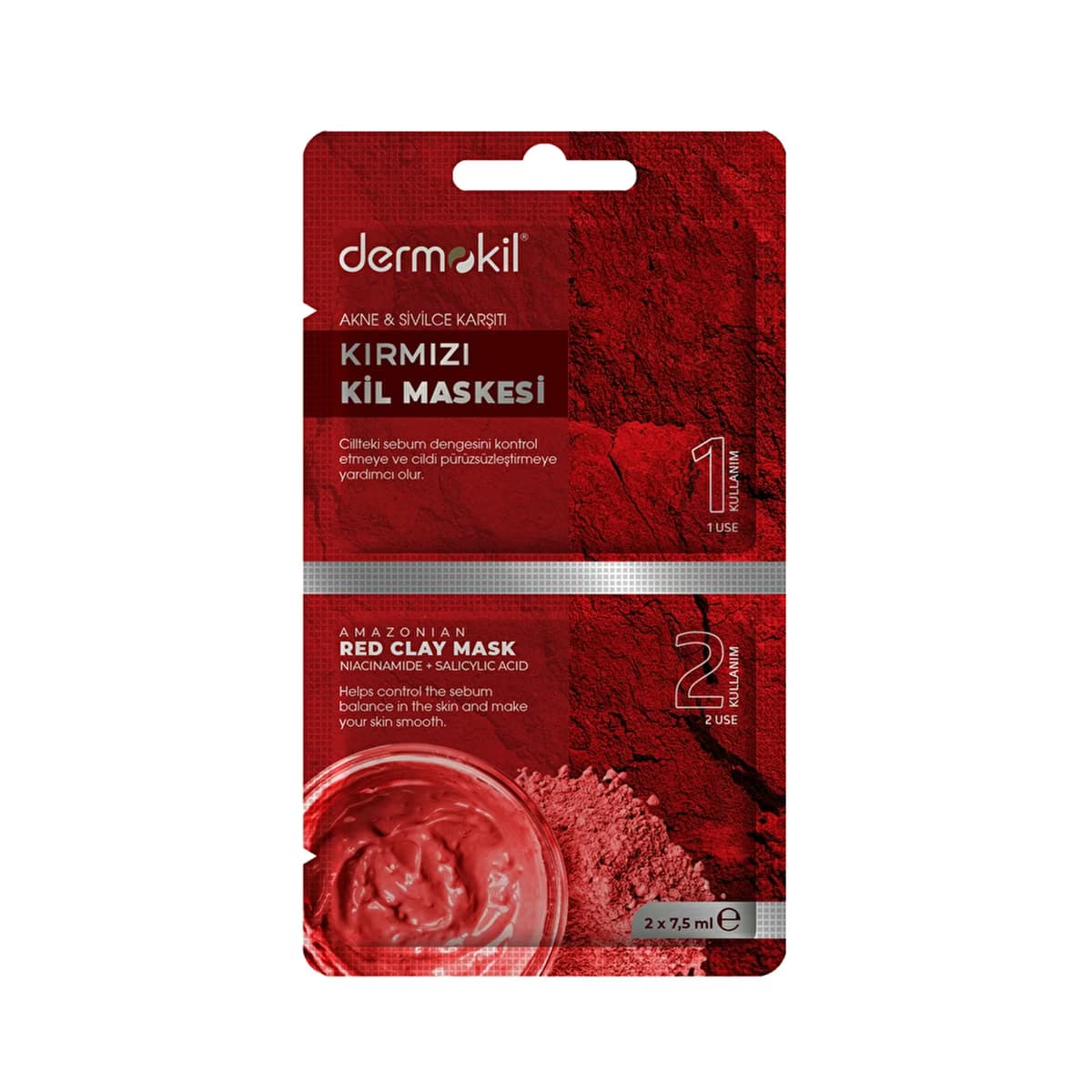 Dermokil Kırmızı Kil Maskesi 2 x 7,5 ml - Gratis