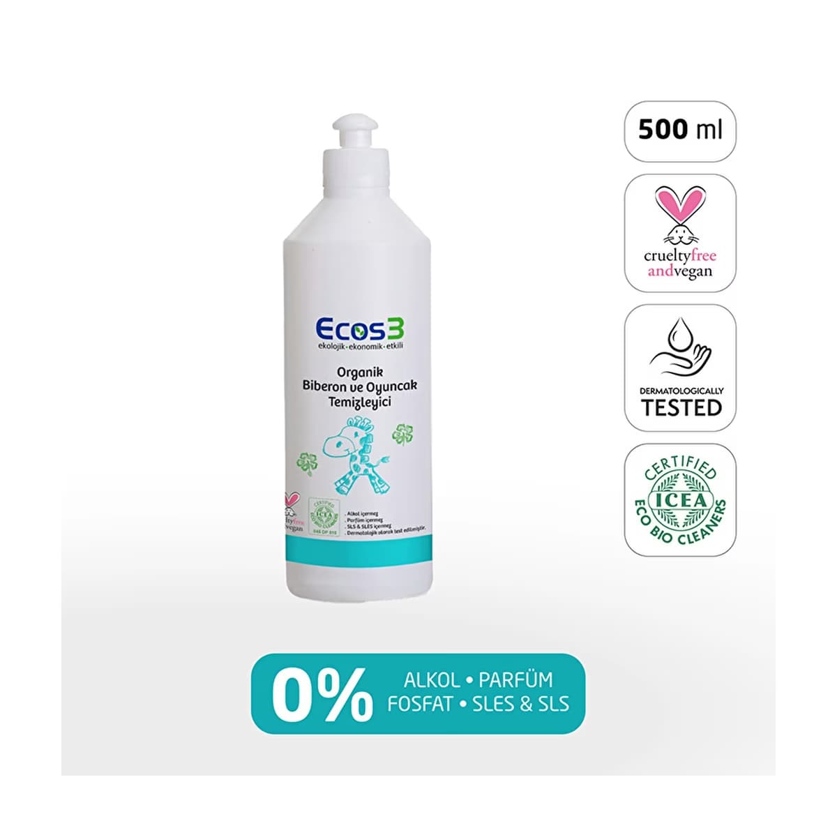 Ecos3 Organik Biberon ve Oyuncak Temizleyici 500 ml - Gratis
