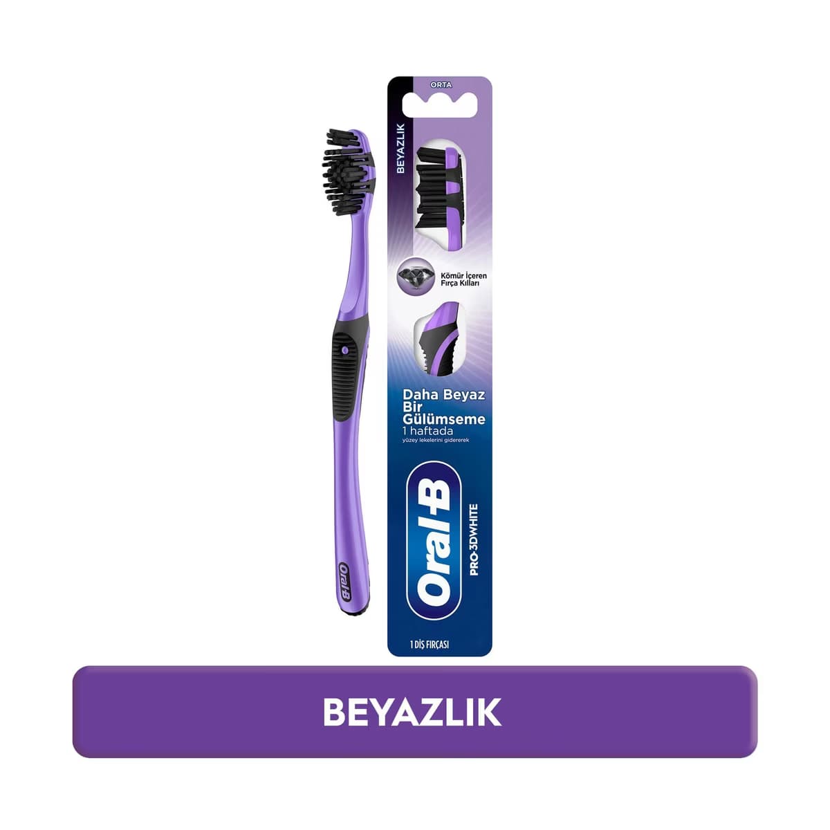 Oral-B Pro-3D White Kömürlü Beyazlık Diş Fırçası (Orta) - Gratis