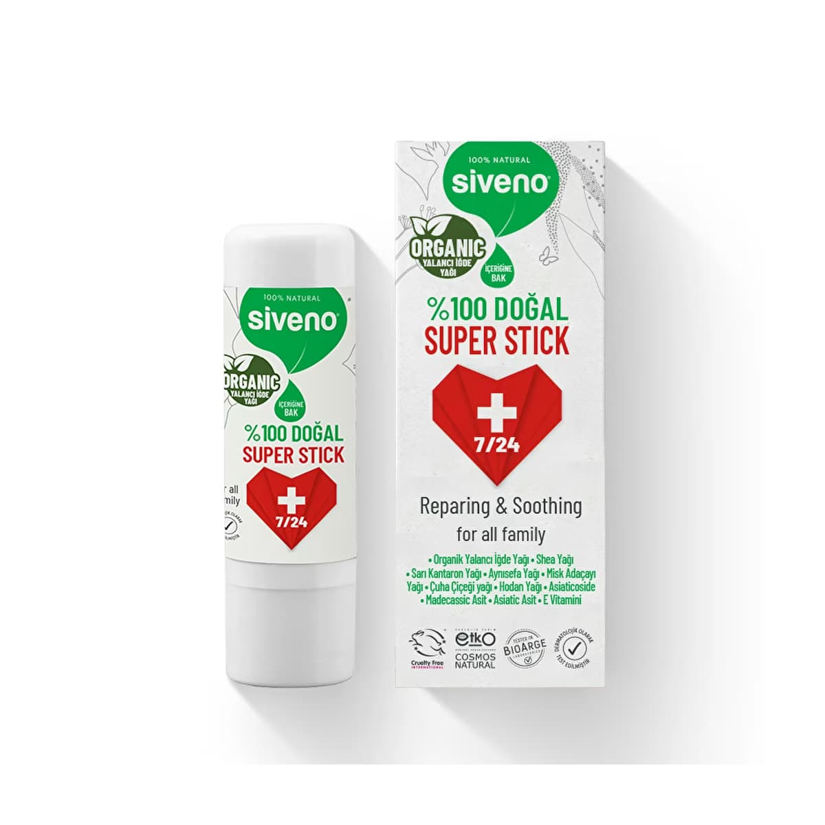 Siveno %100 Doğal Süper Stick Anlık Yatıştırıcı Onarıcı Organik Yalancı İğde Yağlı Bitkisel 6 gr - Gratis