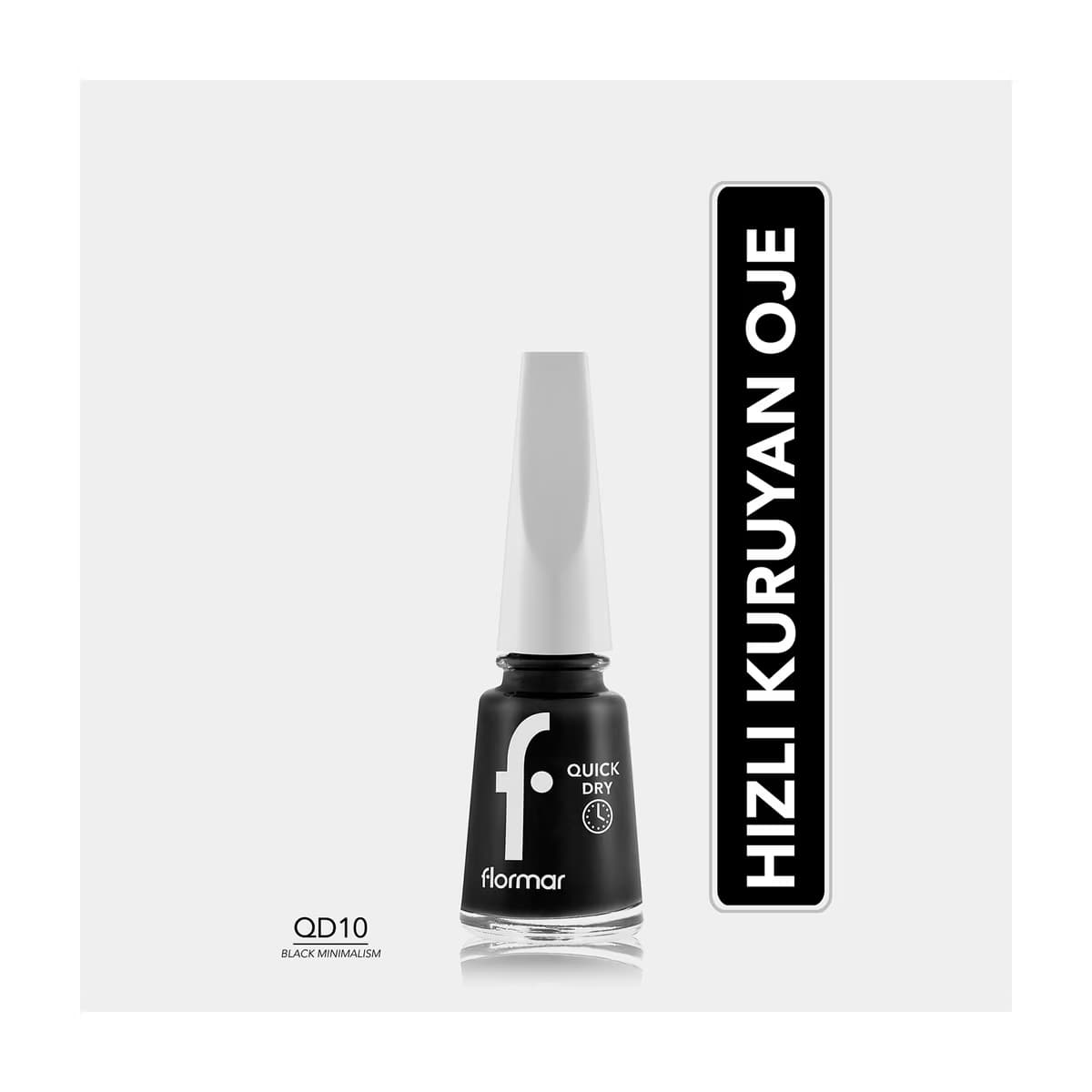 Flormar Quick Dry Hızlı Kuruyan Yoğun Pigmentli Oje 010 Black Minimalism - Gratis