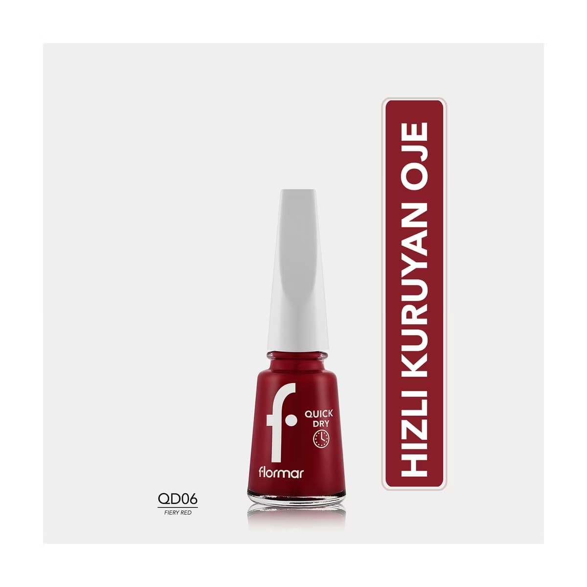 Flormar Quick Dry Hızlı Kuruyan Yoğun Pigmentli Oje 006 Fiery Red - Gratis