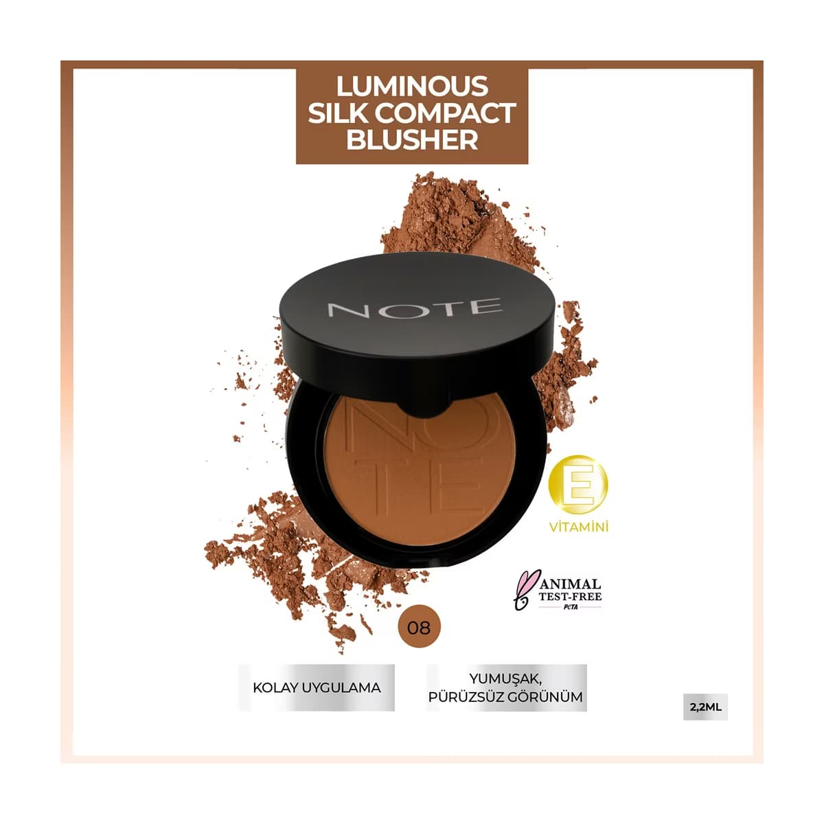 Note Luminous Silk Compact Blusher Allık 08 Bronze Show - Gratis