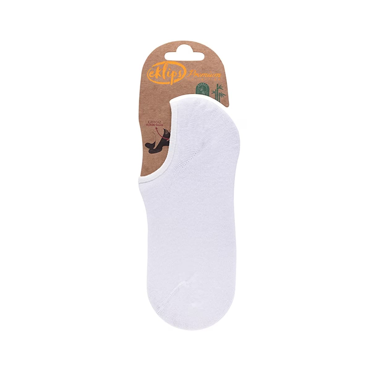Eklips Tekli Sneakers Bambu Çorap Beyaz - Gratis