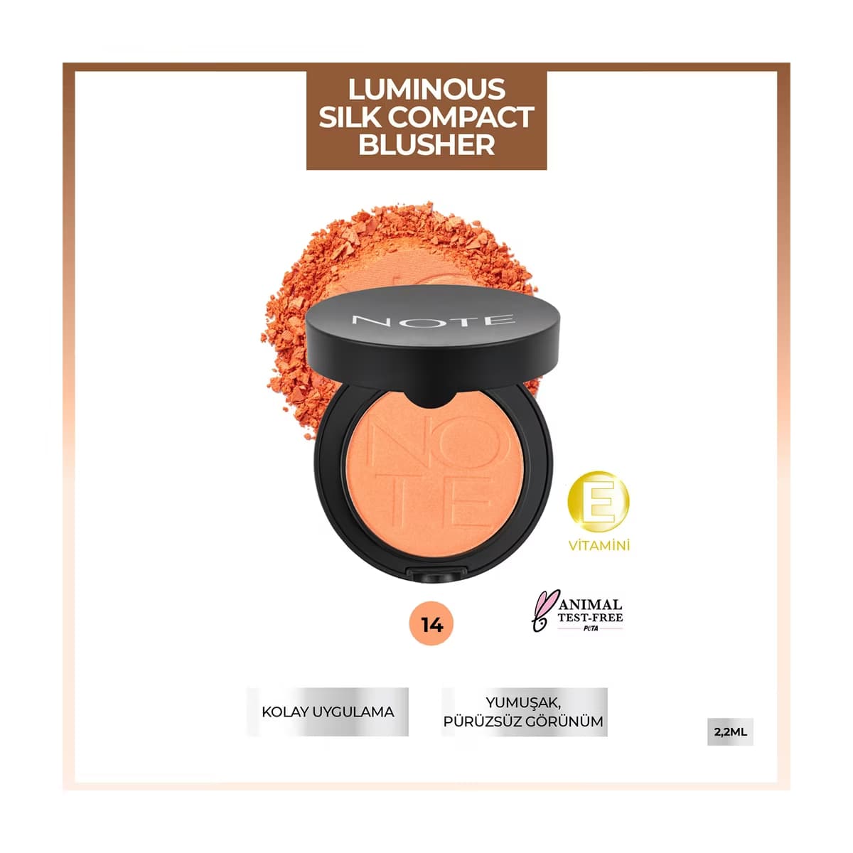 Note Luminous Silk Compact Blusher Allık 14 Dreamy Coral - Gratis