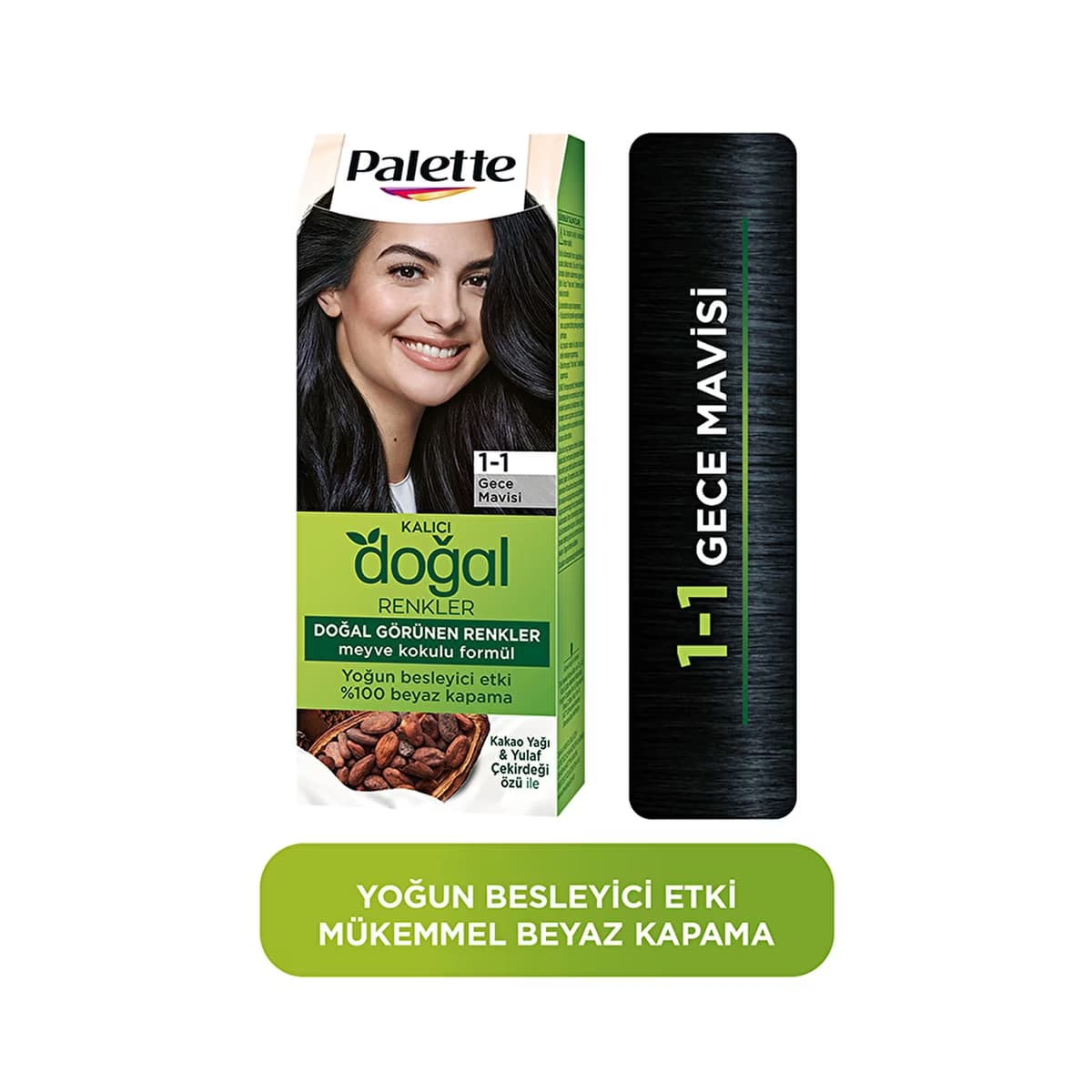 Palette Kalıcı Doğal Renkler Saç Boyası 1-1 Gece Mavisi - Gratis