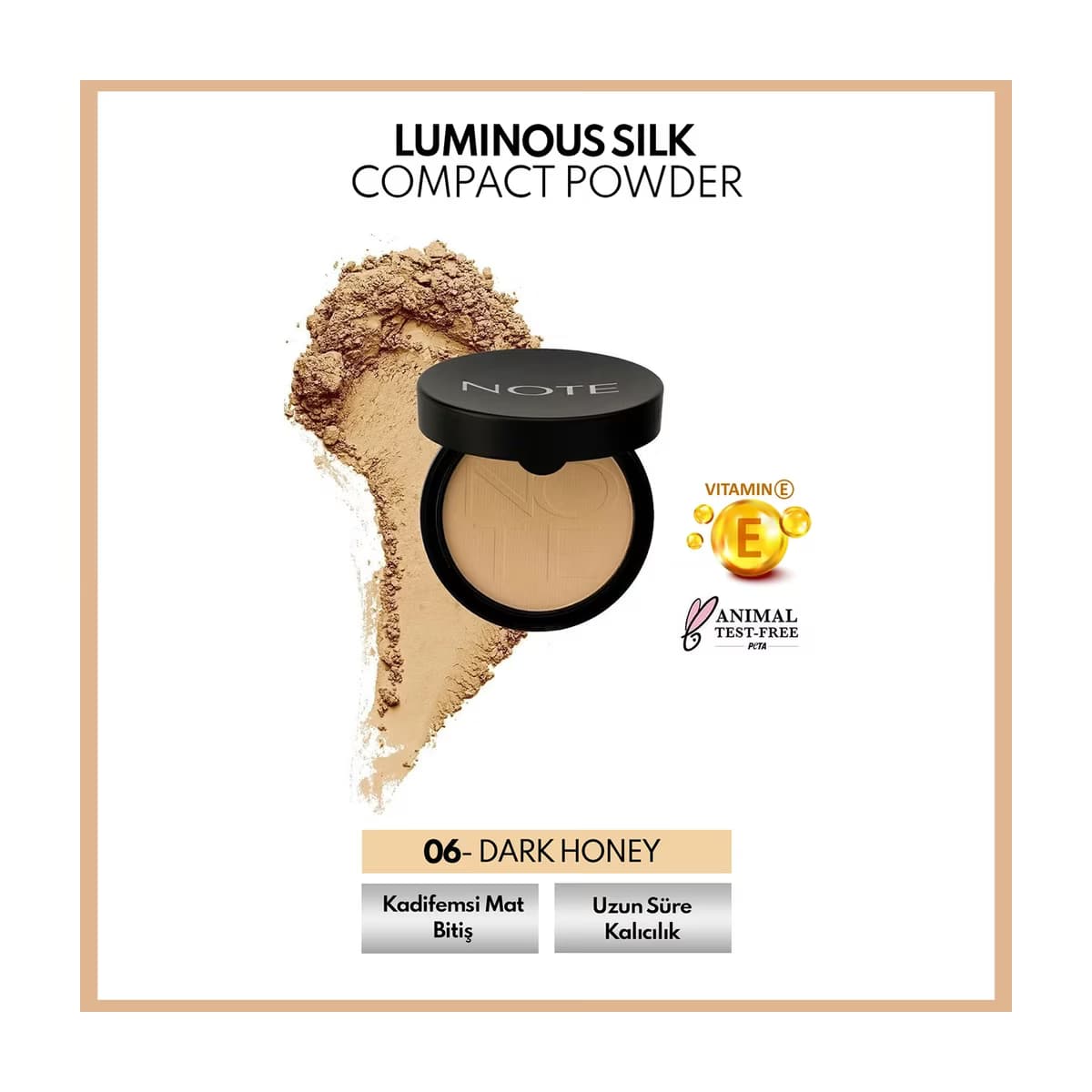Note Luminous Silk Compact Powder Pudra 06 Dark Honey - Gratis