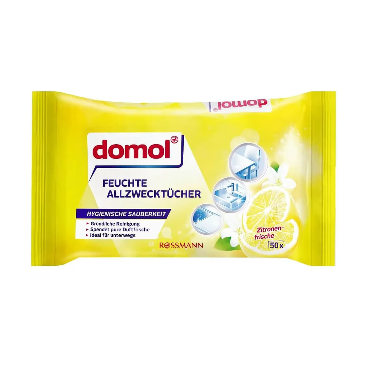 Domol Yüzey Temizleme Mendili Limon Kokulu 50'li