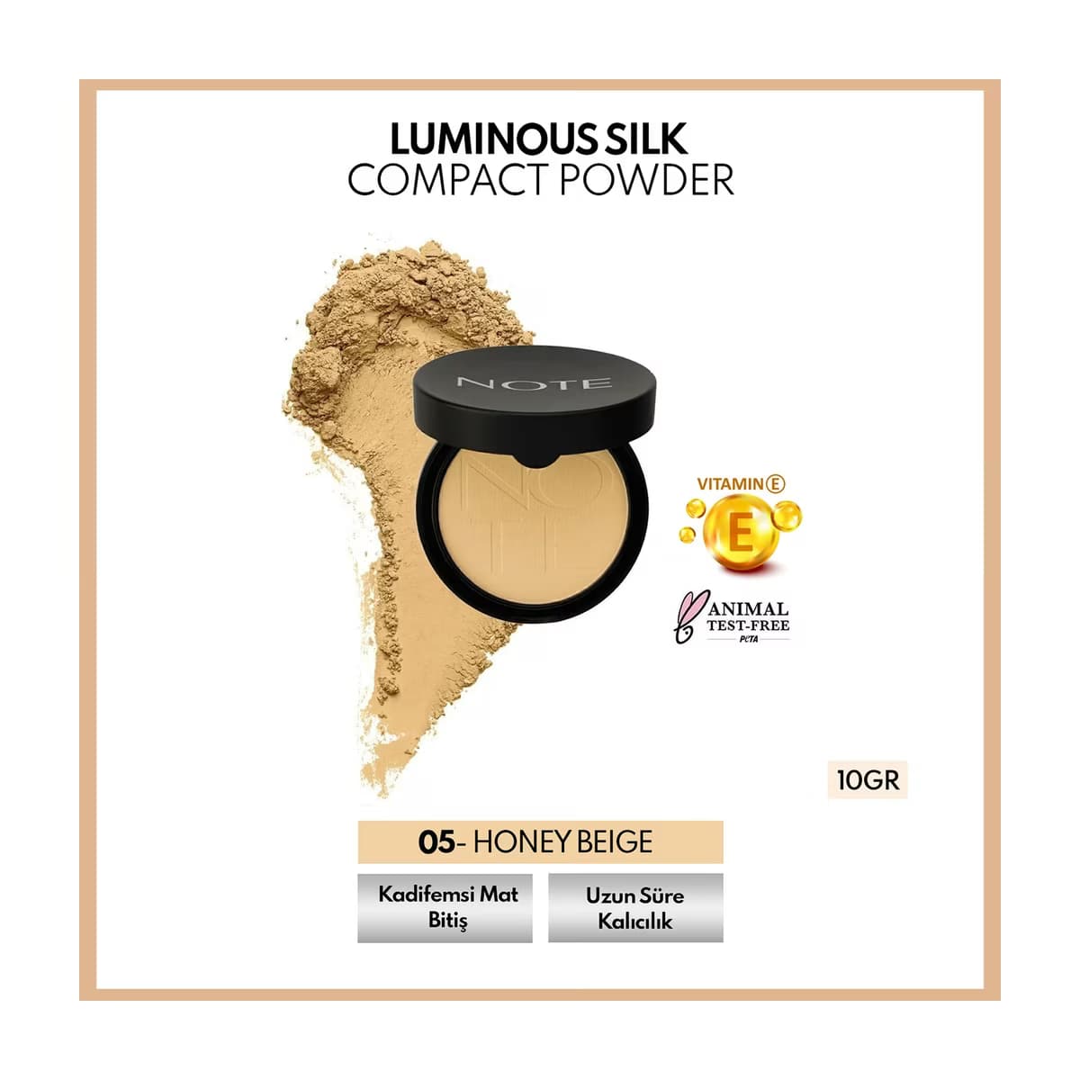 Note Luminous Silk Compact Powder Pudra 05 Honey Beige - Gratis