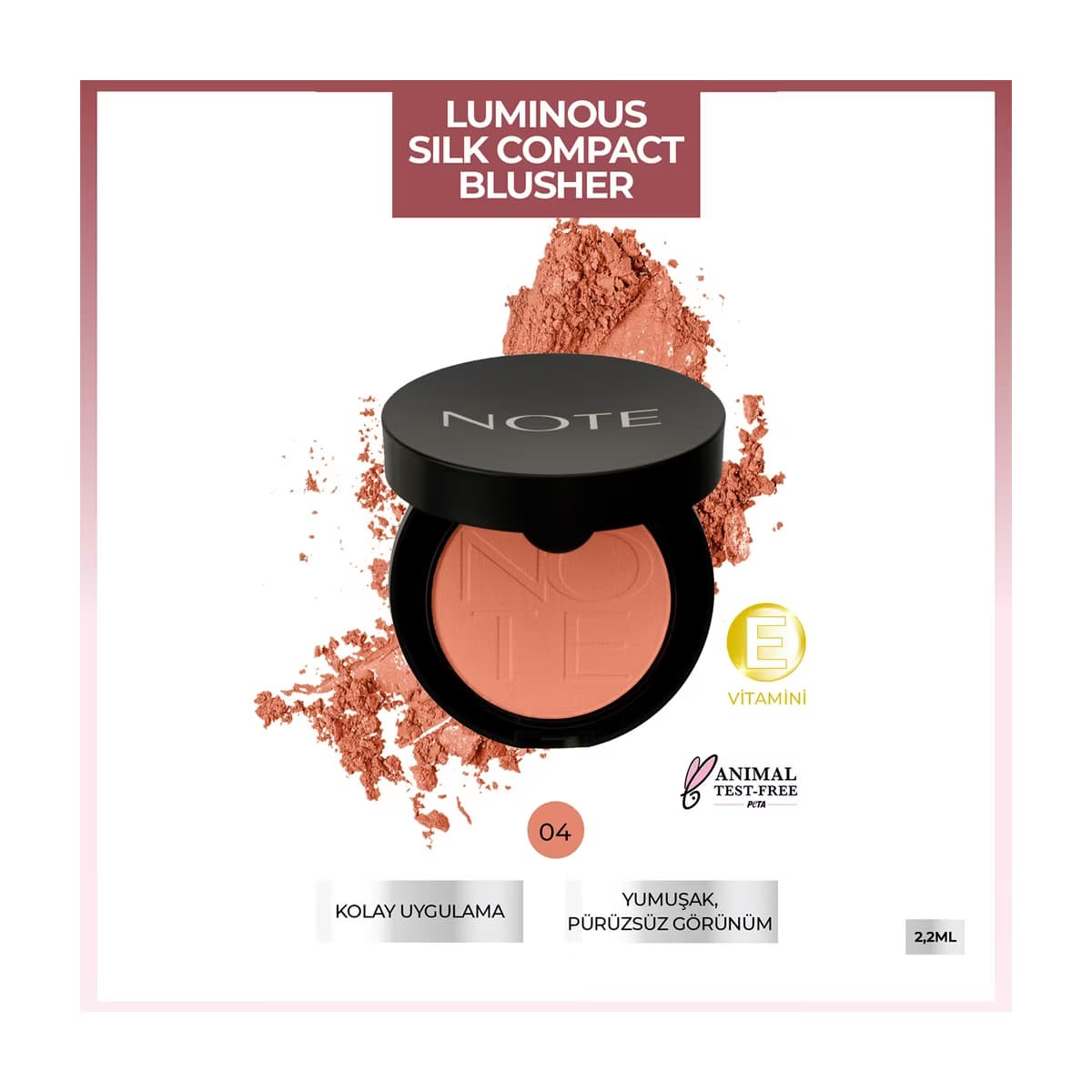 Note Luminous Silk Compact Blusher Allık 04 Soft Peach - Gratis