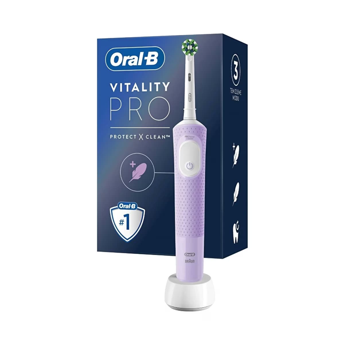 Oral-B Şarjlı Elektrikli Diş Fırçası Vitality Pro Lila Koruma ve Temizlik - Gratis