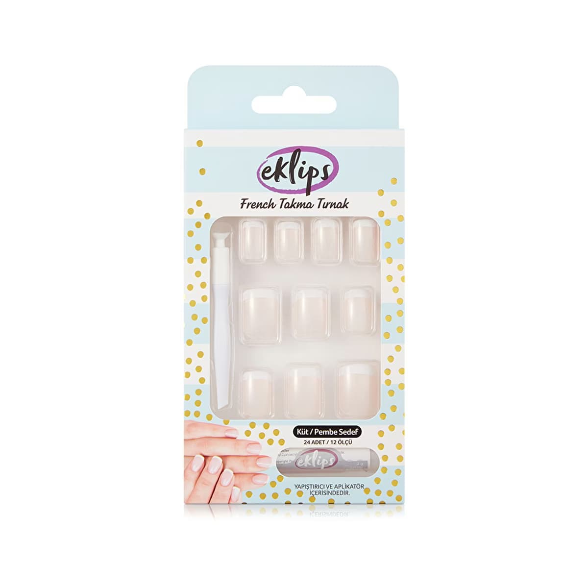 Eklips Takma Tırnak French Sedefli Pembe Küt 24'lü - Gratis