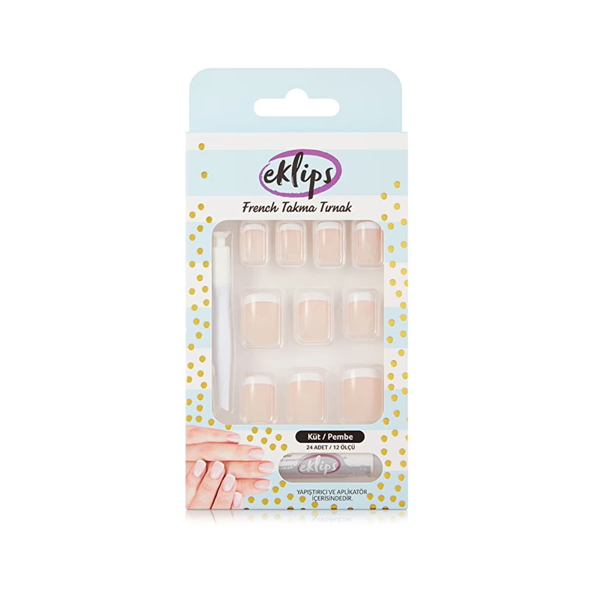 Eklips Takma Tırnak French Pembe Küt 24'lü - Gratis