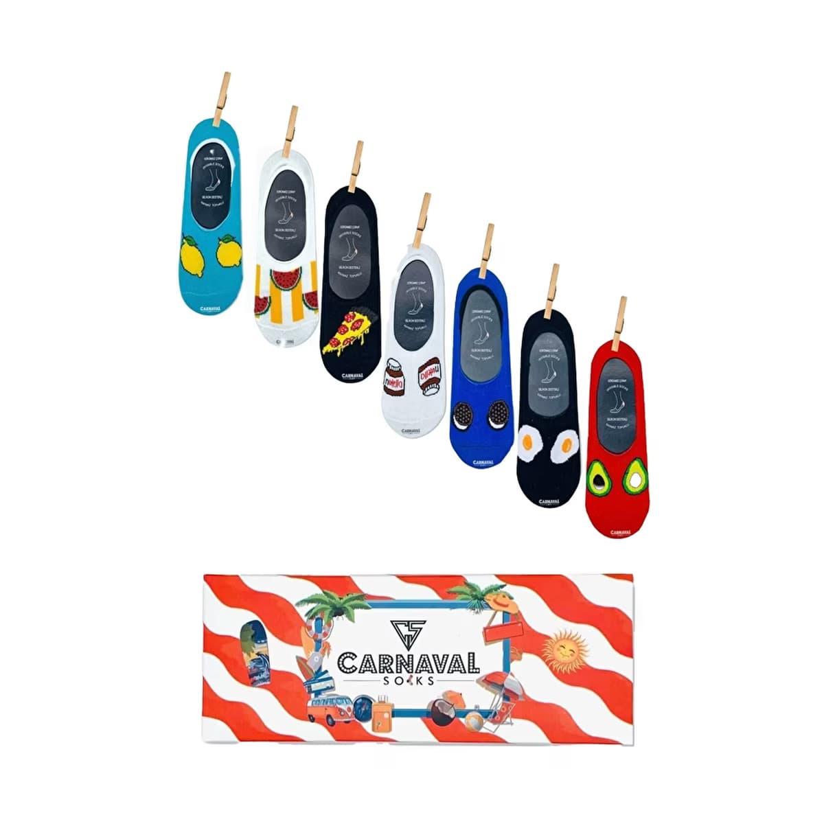 Carnaval Socks 7'li Kaymaz Silikonlu Babet Çorap Seti - Gratis