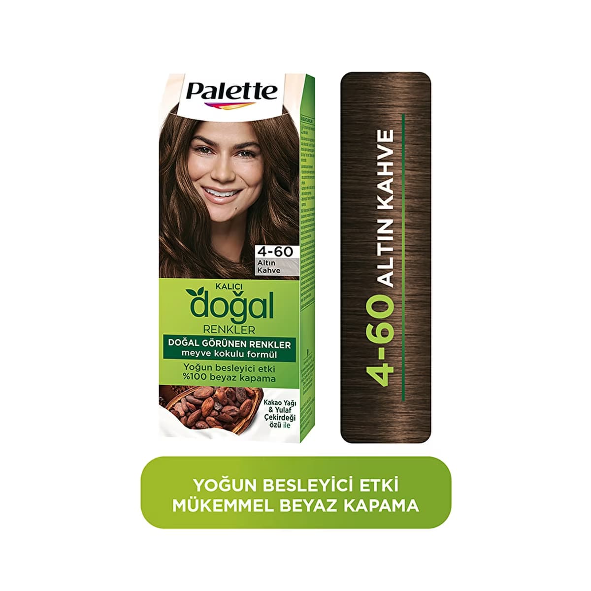 Palette Kalıcı Doğal Renkler Saç Boyası 4-60 Altın Kahve - Gratis