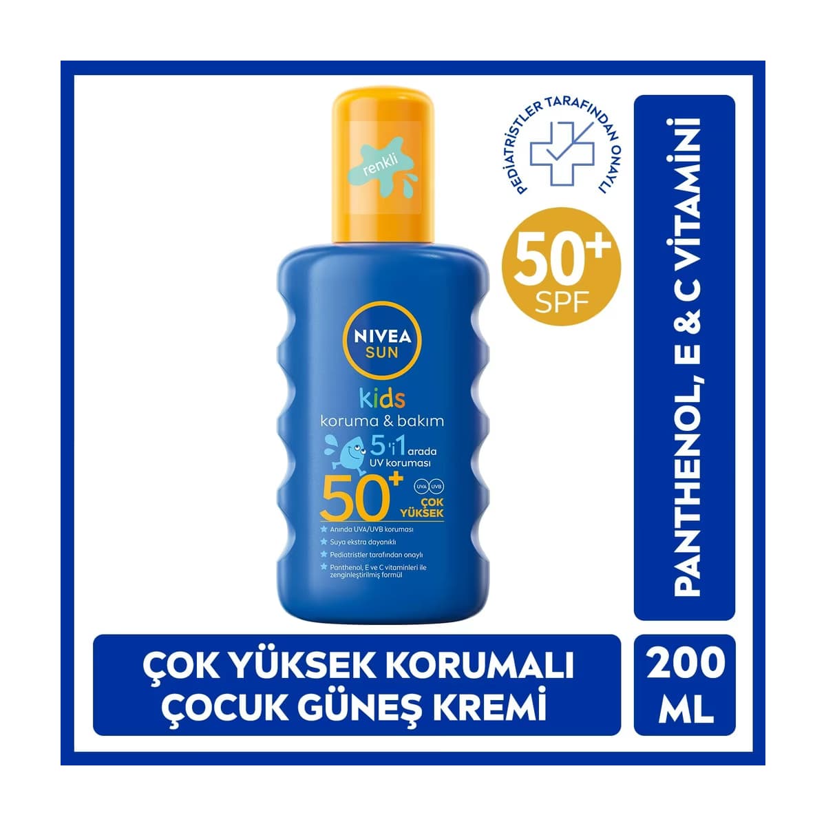 Nivea Sun SPF50+ Koruma ve Bakım Çocuklar İçin Yüksek Güneş Koruyucu Sprey 200 ml - Gratis