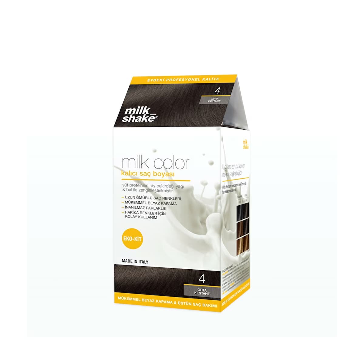 milk_shake Milk Color Eko Kalıcı Saç Boyası Seti 4 Orta Kestane - Gratis