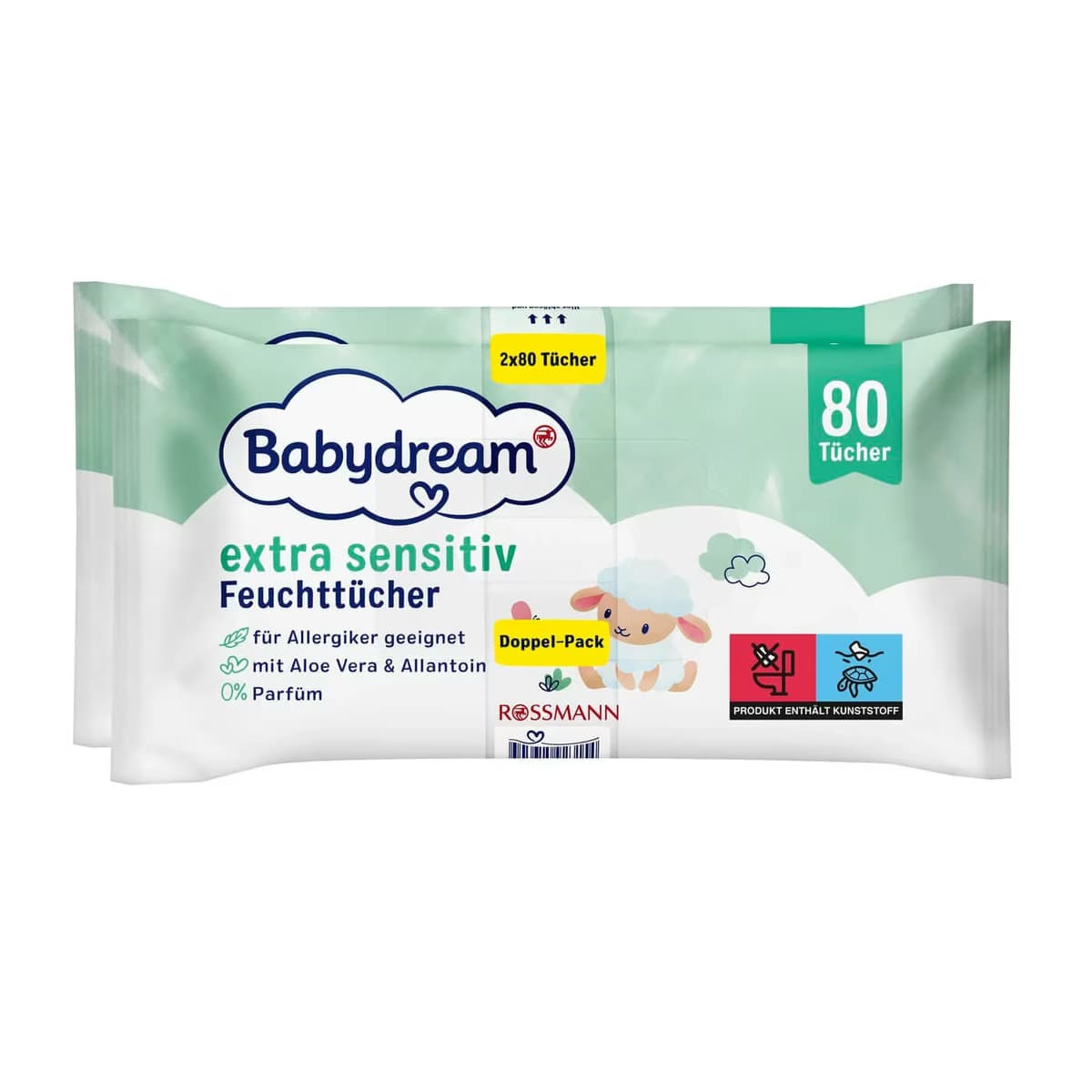 Babydream Bebek Islak Mendil Çok Hassas Cilt, Aloe Veralı 2*80'li
