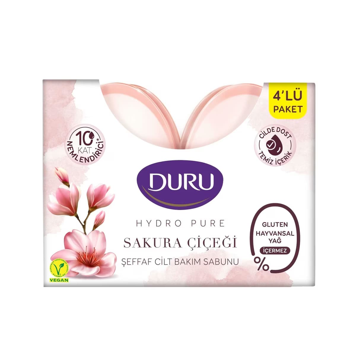Duru Hydro Pure Sakura Şeffaf Cilt Bakım Sabunu 135 gr x 4 - Gratis