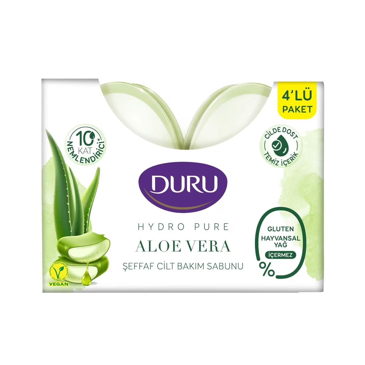 Duru Hydro Pure Aloe Vera Şeffaf Cilt Bakım Sabunu 135 gr x 4 - Gratis