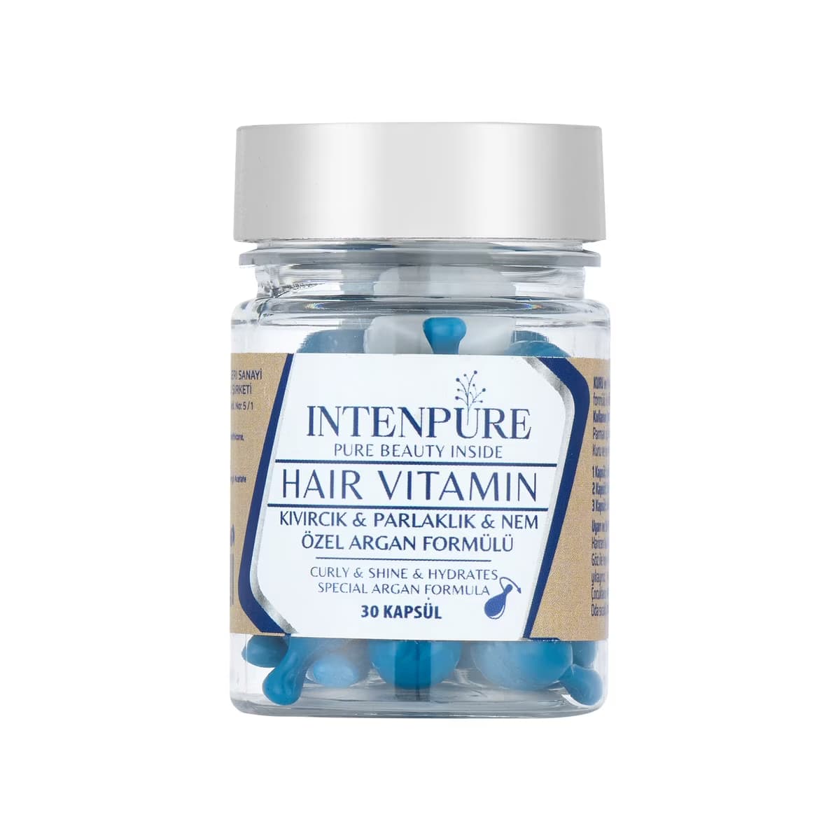 Intenpure Dalgalı Saçlar İçin Nem & Parlaklık Veren Saç Vitamini 30 Kapsül - Gratis