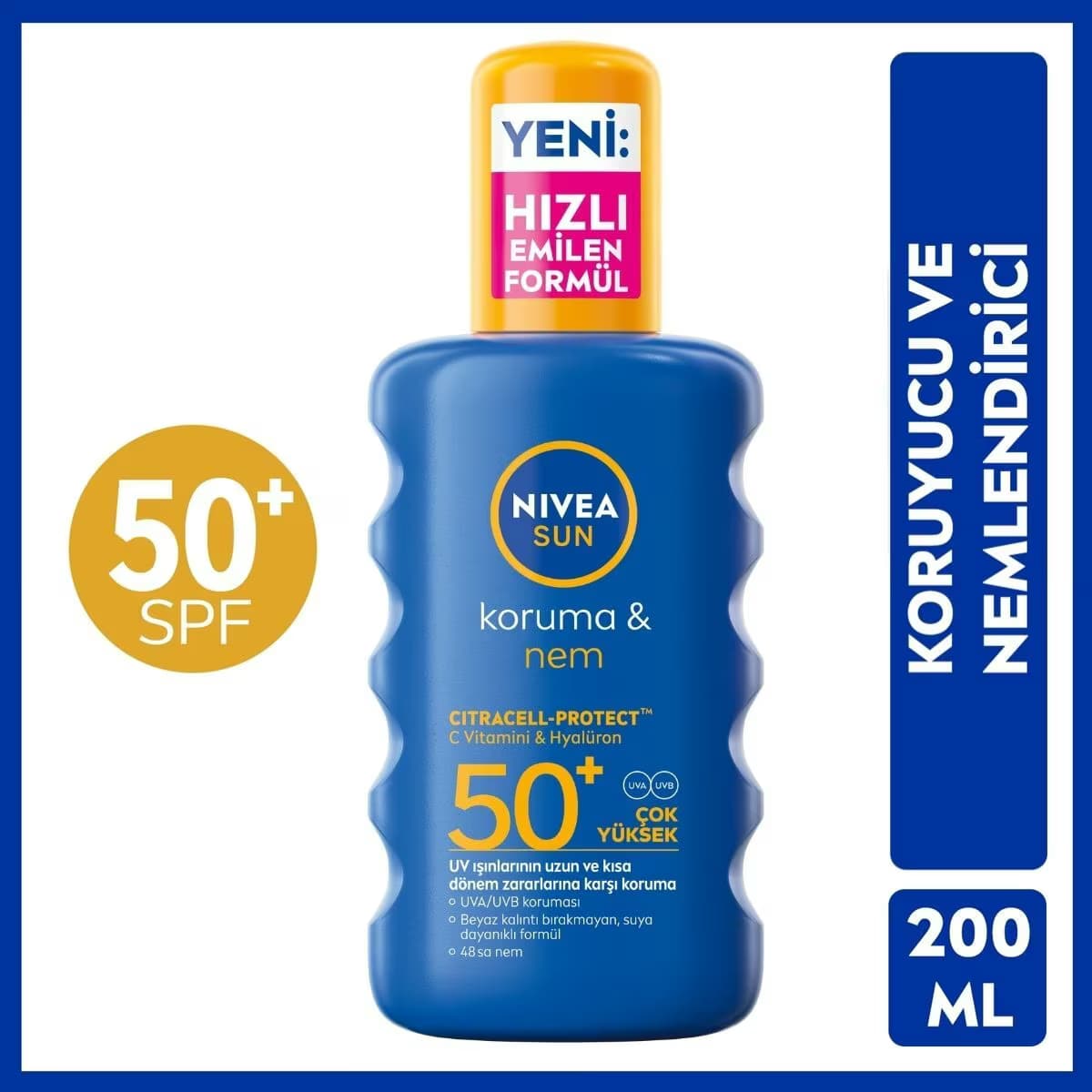 Nivea Sun SPF 50+ Koruma & 48 Saat Nemlendirme Güneş Kremi 200 ml Sprey