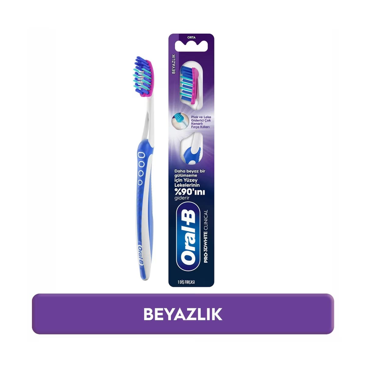 Oral-B Pro-3D White Clinical Beyazlık Diş Fırçası (Orta) - Gratis