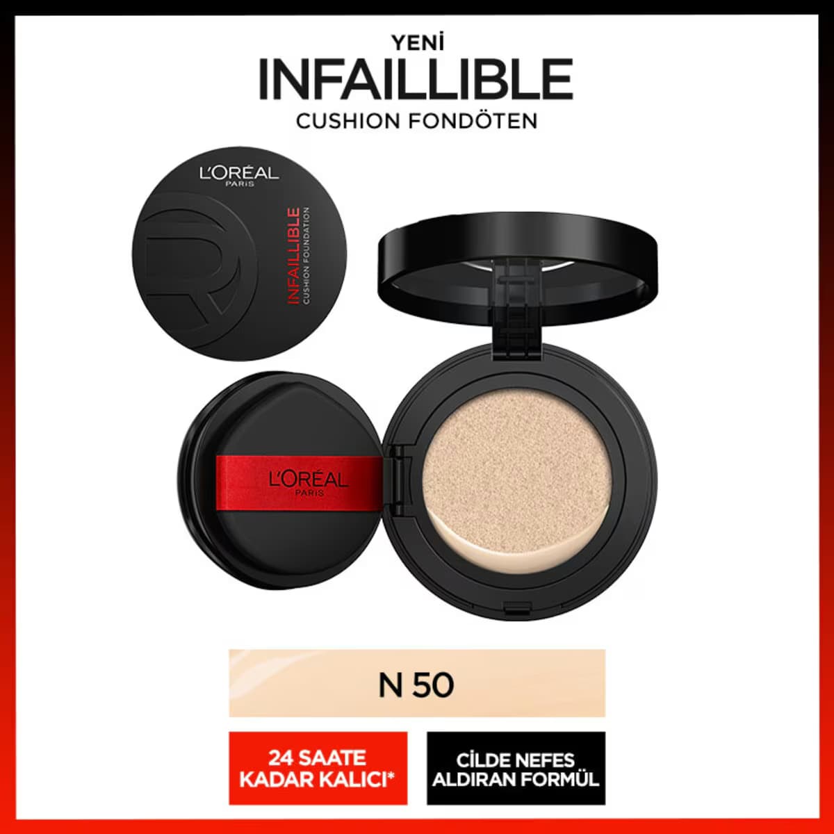 L'Oréal Paris Freshwear Cushion Fondöten 24H Air Wear 50