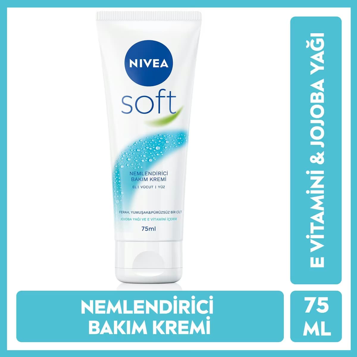 Nivea Soft Nemlendirici Bakım Kremi Yüz Vücut El 75 ml Jojoba Yağı ve E Vitamini Tüm Ciltler