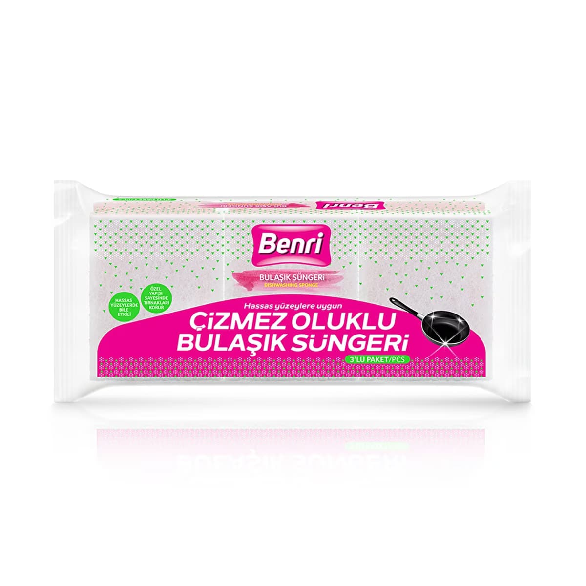 Benri Çizmez Oluklu Bulaşık Süngeri 3'lü - Gratis