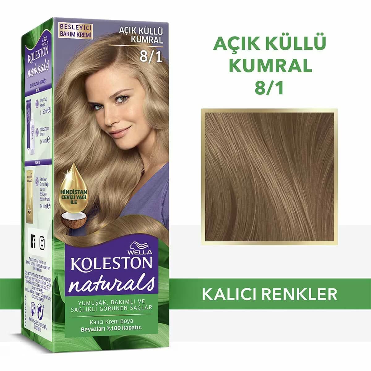 Wella Koleston Naturals Saç Boyası 8/1 Açık Küllü Kumral