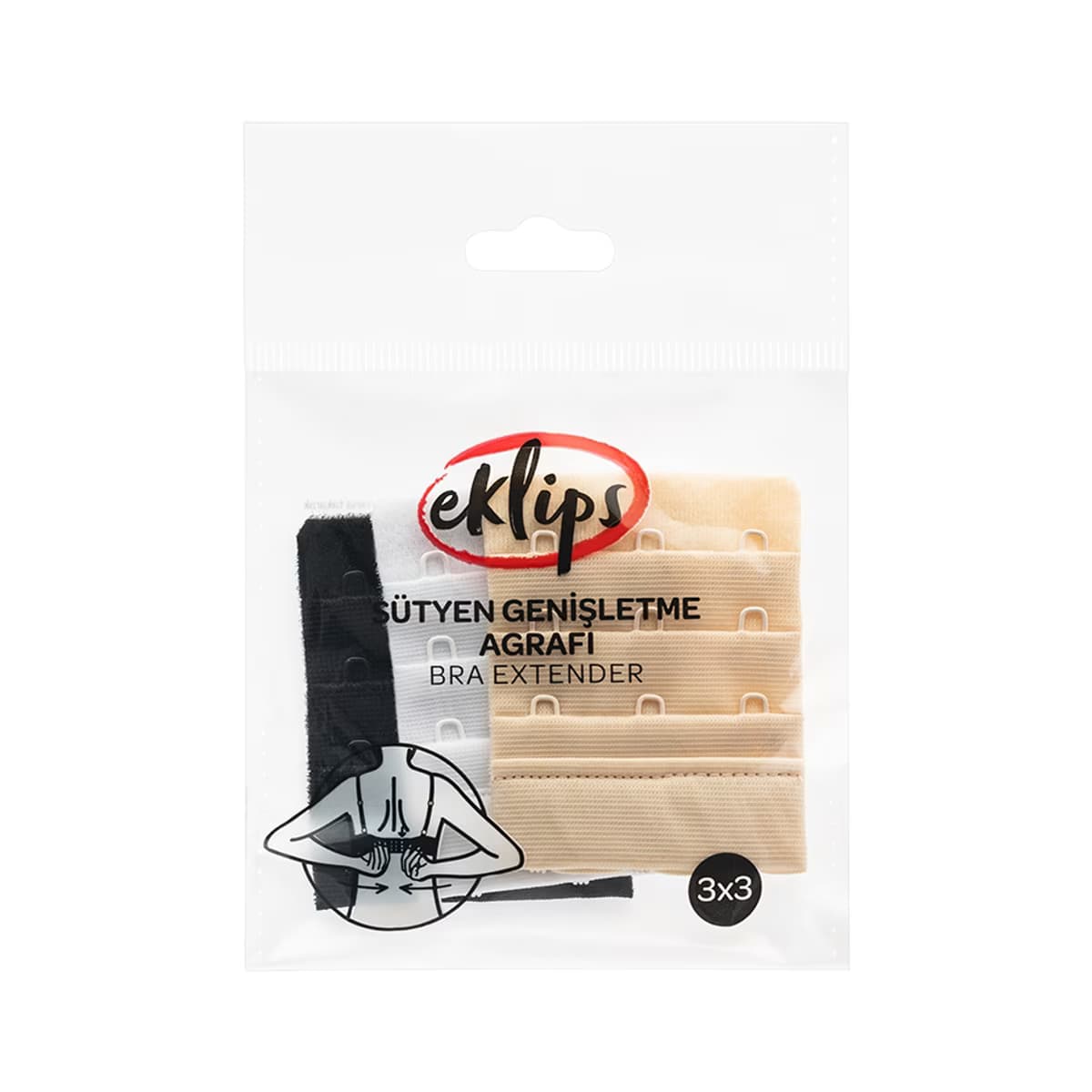Eklips Sütyen Uzatma Agrafı 3 x 3 - Gratis