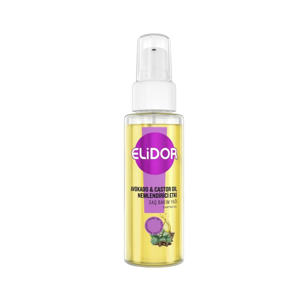 Elidor Avokado ve Castor Yağı Nemlendirici Etki Saç Bakım Yağı 80 ml - Gratis