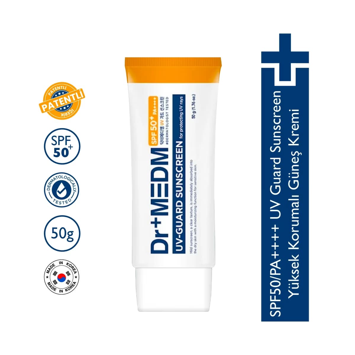 Dermal Dr+Medm Uv Guard Sunscreen Yüksek Korumalı Fiziksel ve Kimyasal Filtreli Güneş Kremi 50 gr - Gratis