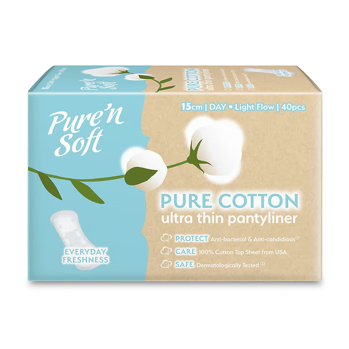 Pure'n Soft Cotton Ultra İnce Günlük Ped Kokusuz 40'lı