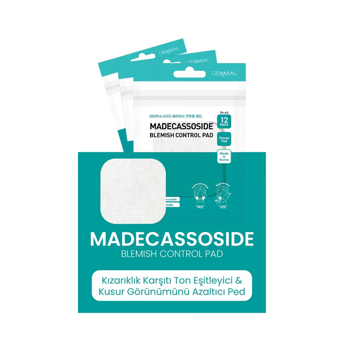 Dermal Madecassoside Blemish Control Pad Kızarıklık Karşıtı Ton Eşitleyici Ped 12 Adet - Gratis