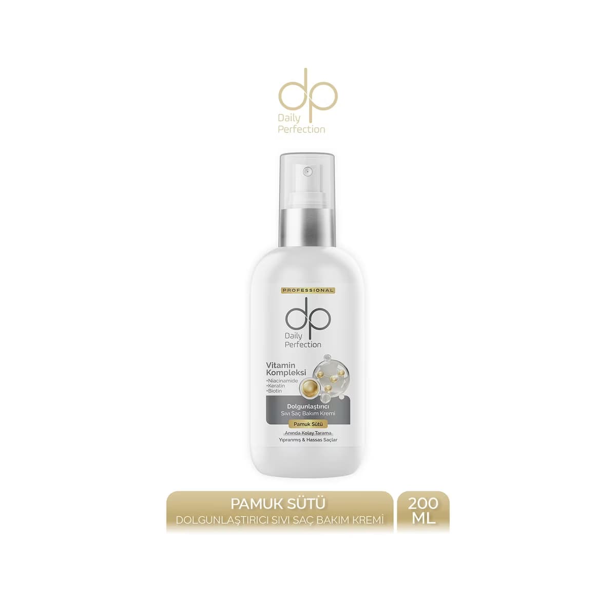Dp Durulanmayan Dolgunlaştırıcı Sıvı Saç Kremi Pamuk Sütü 200 ml - Gratis