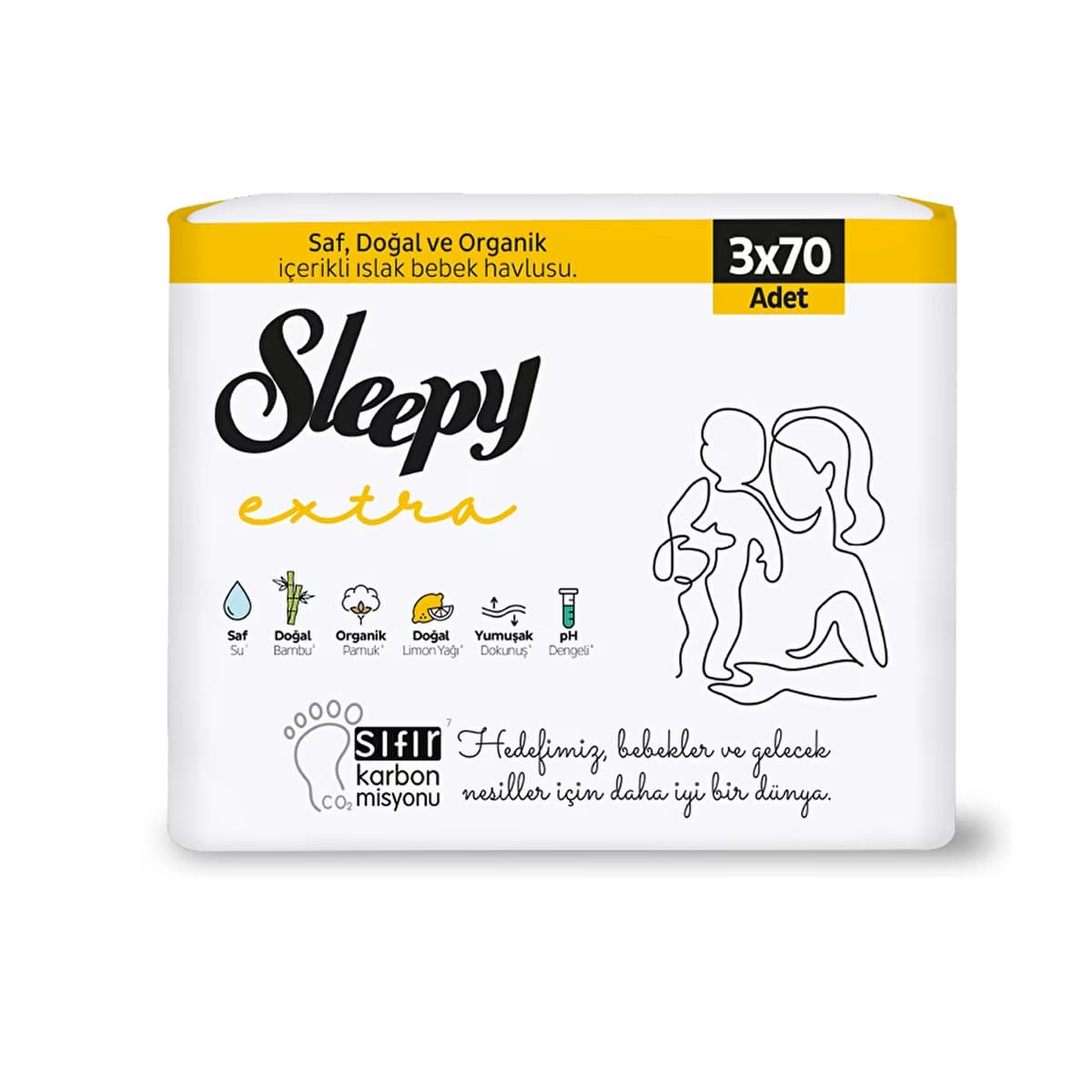 Sleepy Extra Bebek Islak Havlu 3 x 70 Adet - Gratis