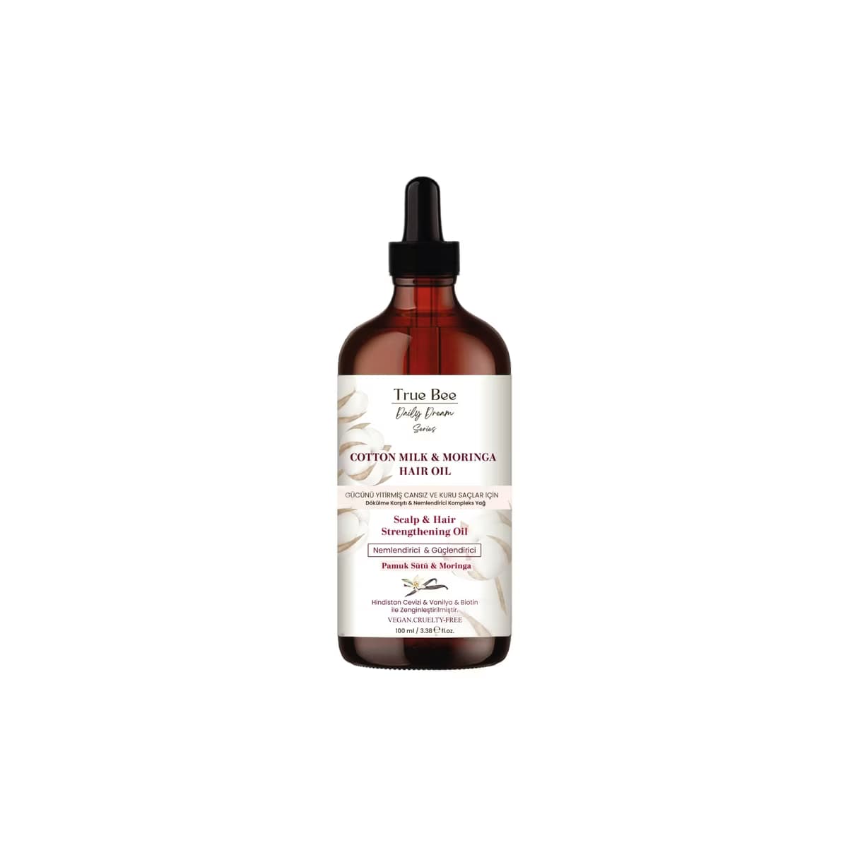 True Bee Pamuk Sütü & Moringa Kompleks Saç Bakım Yağı 100 ml - Gratis
