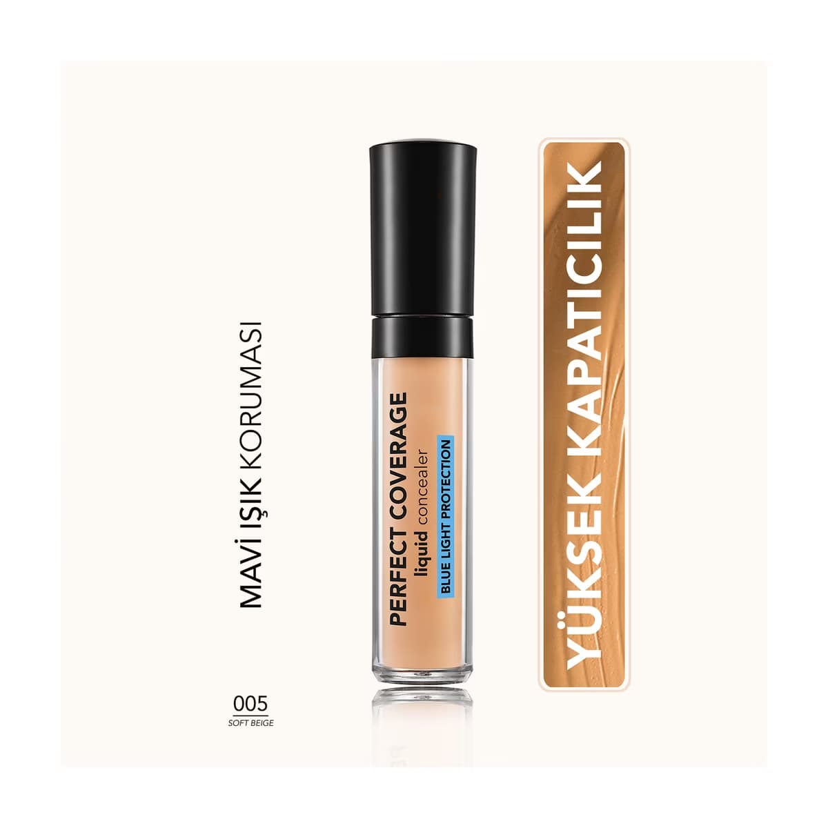 Flormar Perfect Coverage Mavi Işık Korumalı Yarı Mat Kapatıcı 005 Soft Beige - Gratis