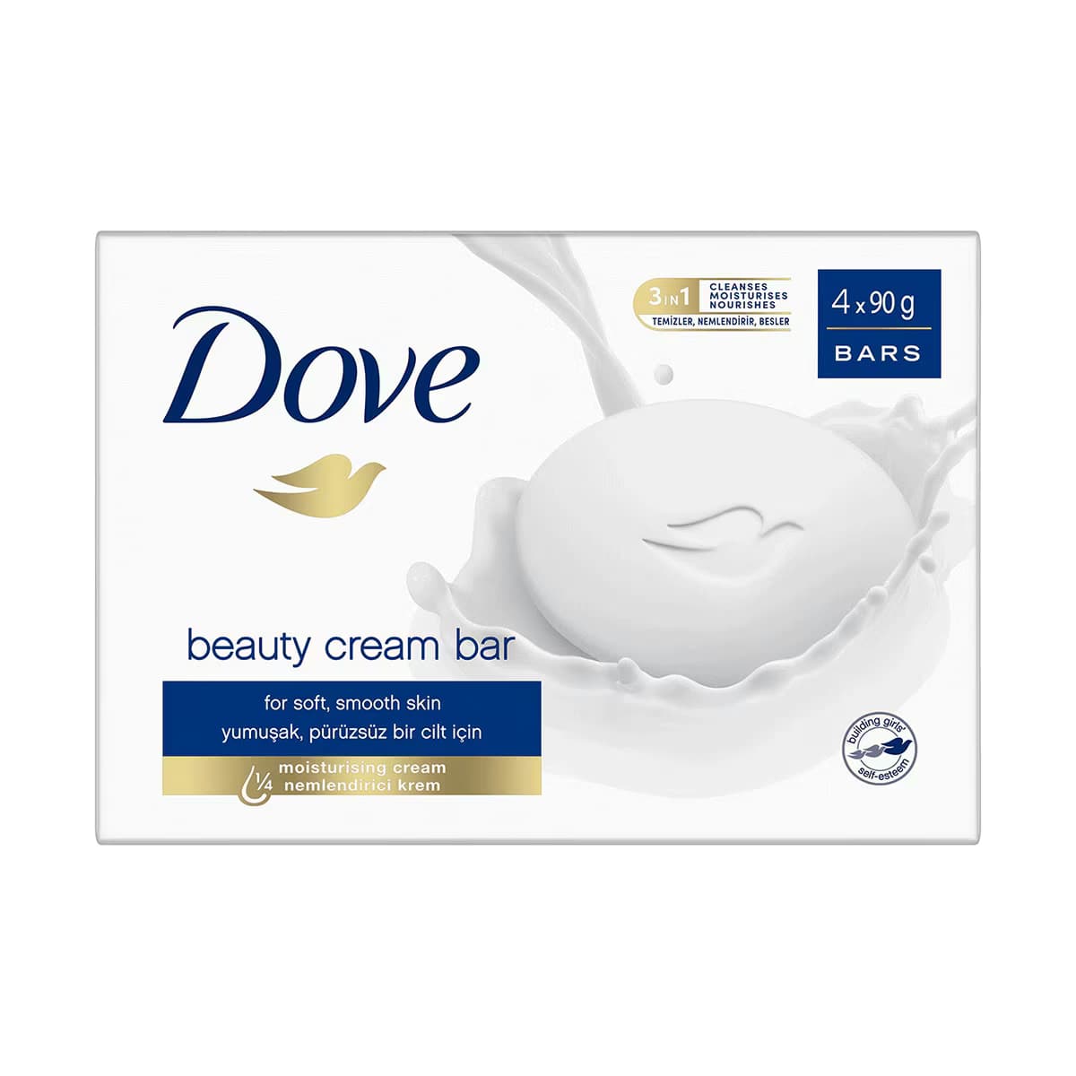 Dove Beauty Cream Bar Original Yumuşak Pürüzsüz Bir Cilt İçin Nemlendirici Krem 4x90 g