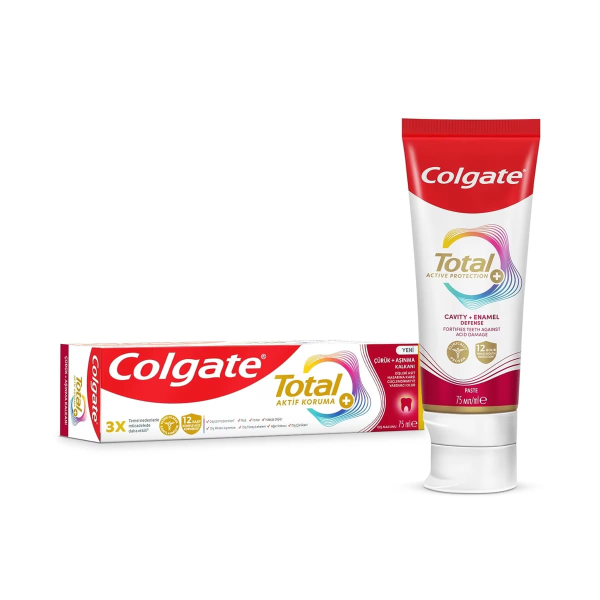 Colgate Total Aktif Koruma Çürük + Aşınma Kalkanı Diş Macunu 75 ml - Gratis