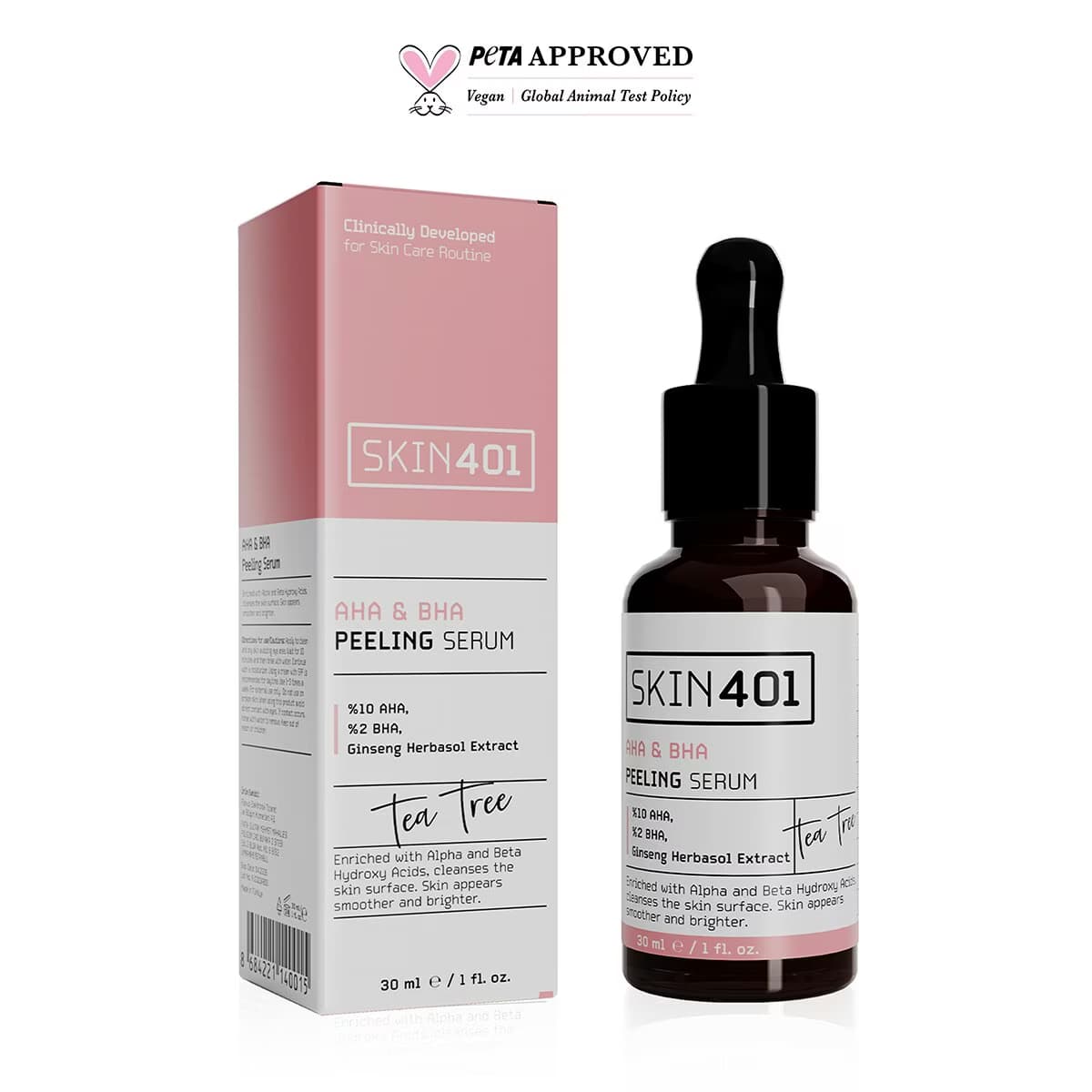 Skin401 AHA %10 BHA %2 Canlandırıcı Cilt Tonu Eşitleyici Yüz Peeling Serum 30 ml